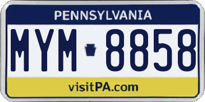 PA license plate MYM8858