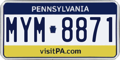 PA license plate MYM8871