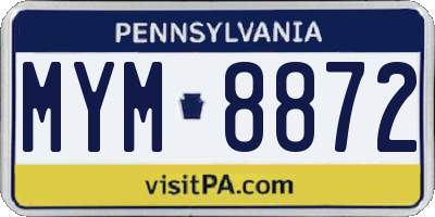PA license plate MYM8872