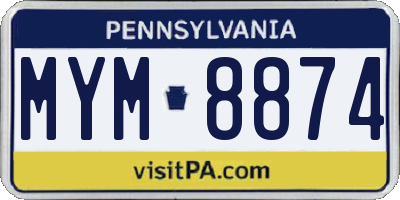 PA license plate MYM8874