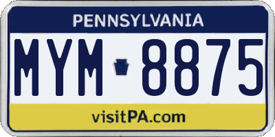PA license plate MYM8875