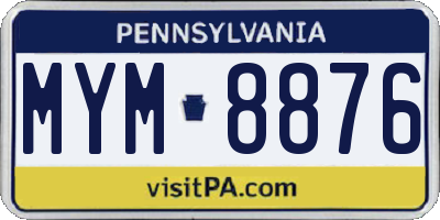 PA license plate MYM8876