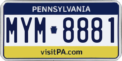 PA license plate MYM8881