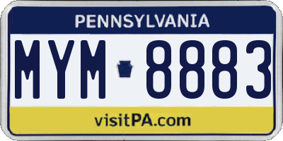 PA license plate MYM8883