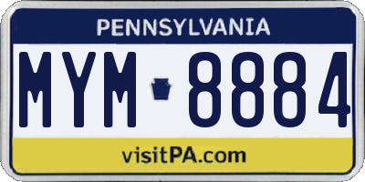 PA license plate MYM8884
