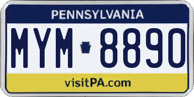 PA license plate MYM8890