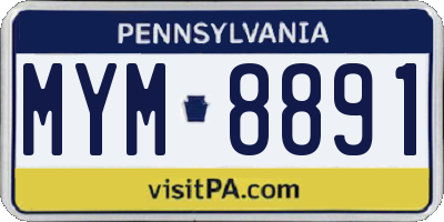 PA license plate MYM8891