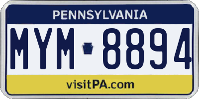PA license plate MYM8894