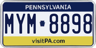 PA license plate MYM8898