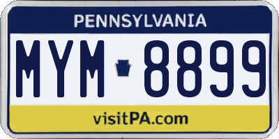 PA license plate MYM8899