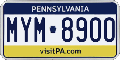 PA license plate MYM8900