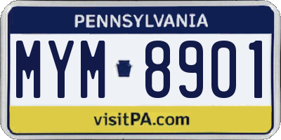 PA license plate MYM8901