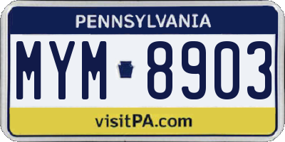 PA license plate MYM8903