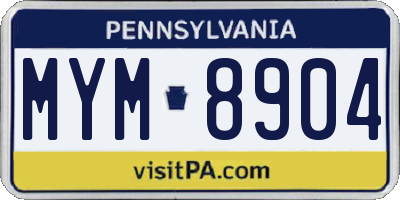 PA license plate MYM8904