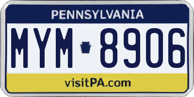 PA license plate MYM8906