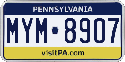 PA license plate MYM8907