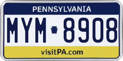 PA license plate MYM8908
