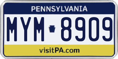 PA license plate MYM8909