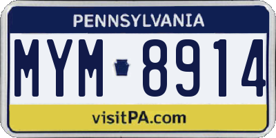 PA license plate MYM8914