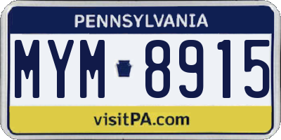 PA license plate MYM8915