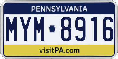 PA license plate MYM8916