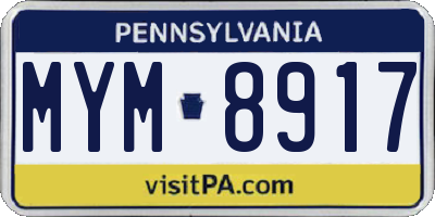 PA license plate MYM8917