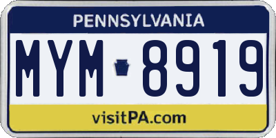 PA license plate MYM8919