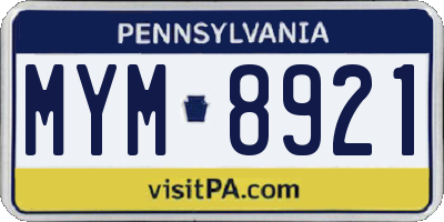 PA license plate MYM8921