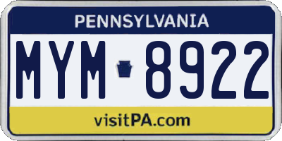 PA license plate MYM8922