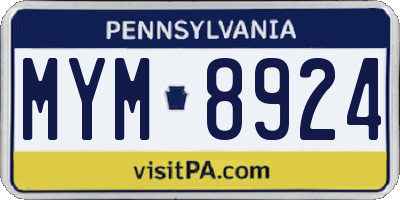 PA license plate MYM8924