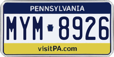 PA license plate MYM8926