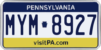 PA license plate MYM8927