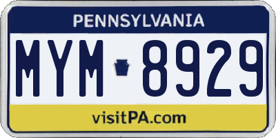 PA license plate MYM8929