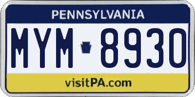 PA license plate MYM8930