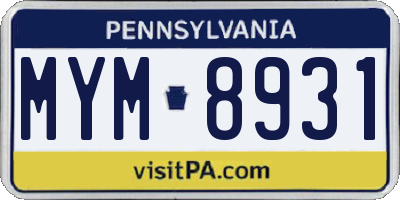 PA license plate MYM8931