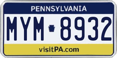 PA license plate MYM8932