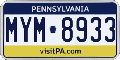 PA license plate MYM8933