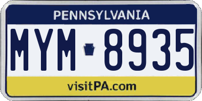 PA license plate MYM8935