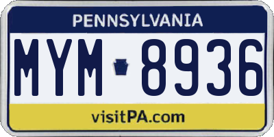 PA license plate MYM8936