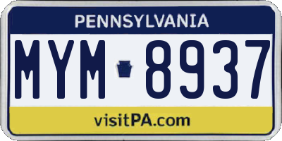 PA license plate MYM8937