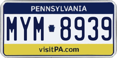 PA license plate MYM8939