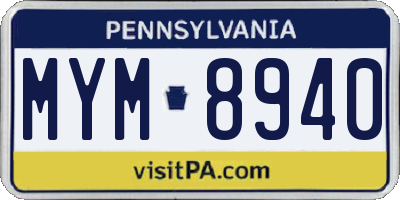 PA license plate MYM8940