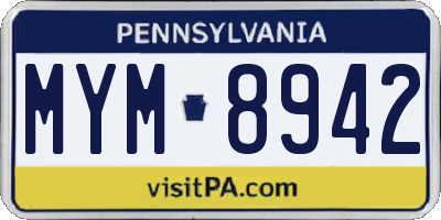 PA license plate MYM8942