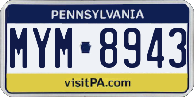 PA license plate MYM8943