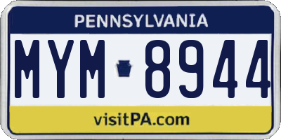 PA license plate MYM8944