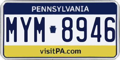PA license plate MYM8946