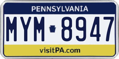 PA license plate MYM8947