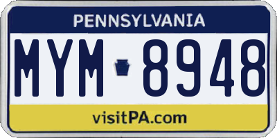 PA license plate MYM8948