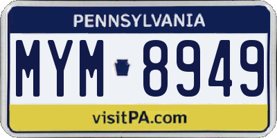 PA license plate MYM8949