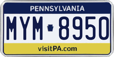PA license plate MYM8950